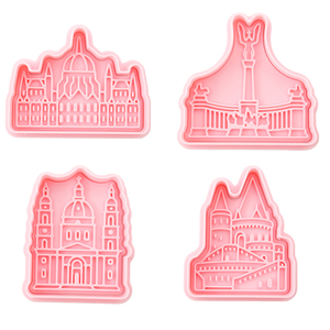 Serie <span class=keywords><strong>Budapest</strong></span>, molde de galletas impreso con animación de arcilla DIY, <span class=keywords><strong>Castillo</strong></span> de dibujos animados en 3D para hornear, cortadores de sándwich delicados, herramientas para galletas - Product Image 1