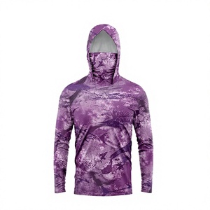 เสื้อฮู้ดดี้ตกปลาแขนยาว แห้งเร็ว ผลิตตามสั่ง ผ้าโพลีเอสเตอร์ 100% ป้องกันรังสียูวี UPF 50+ พร้อมหน้ากากปิดหน้า สำหรับผู้ชาย - Product Image 1
