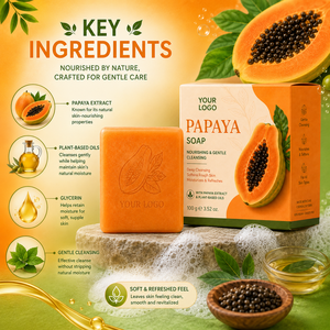 Savon à la papaye tendance pour une peau soyeuse et lisse, nettoyant en profondeur, éliminant les impuretés, rafraîchissant, sans cruauté, adapté à tous les types de peau - Product Image 5