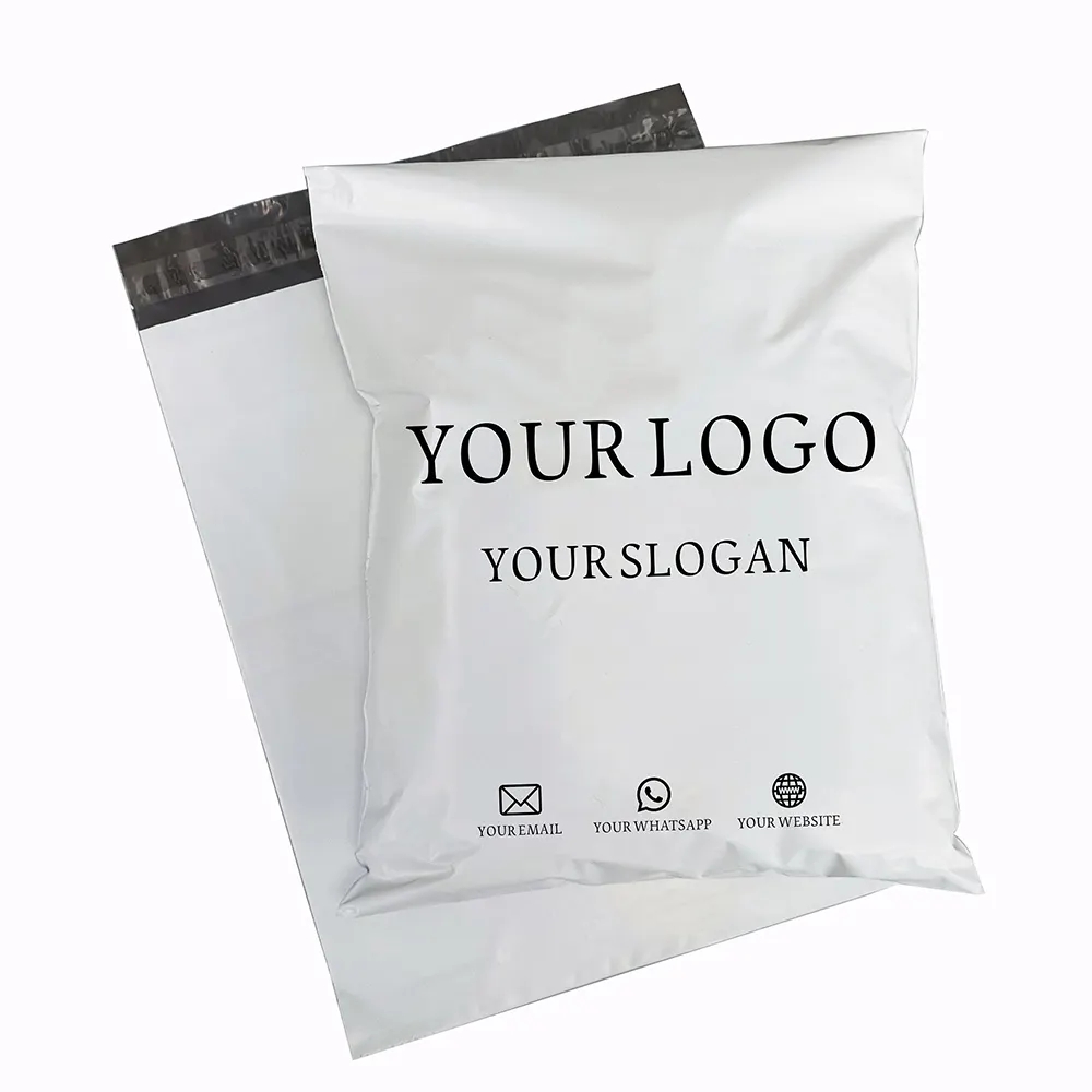 Sacos de envelopes para roupas, sacos de envelopes de plástico fosco branco personalizado com logotipo
