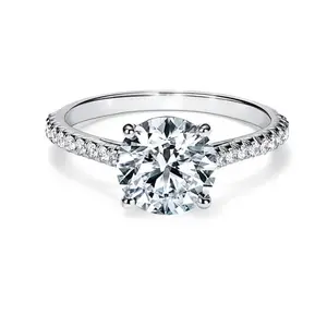 Perhiasan 1.0 Karat H & A Cutting Moissanite 14K 18K Cincin Pernikahan Emas Putih Romantis