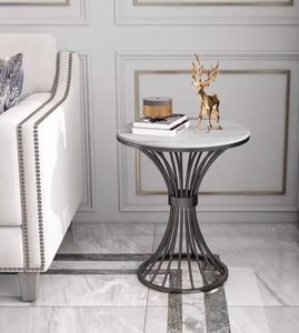 Mesas laterales redondas para decoración del hogar para sala de estar, sofá, plata, oro rosa, acero inoxidable, mesa auxiliar móvil delgada - Product Image 2