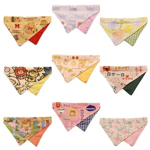 Hot-Selling Ins Style All Seasons Pet Supplies New Cotton Cartoon Printed Pet Triangle Towel <strong>Saliva</strong> Towel Cat Puppy Pet Product - Product Image 6