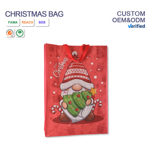 Sac fourre-tout non tissé personnalisé avec motif de lettres imprimées pour Noël, poignée longue, imperméable, réutilisable, marque <span class=keywords><strong>HJ</strong></span>, 26x32x10cm, pour le shopping - Product Image 2