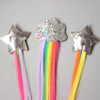 Extensions de cheveux tressés pour enfants, Clip multicolore, accessoires de fête, licorne paillettes, princesse, pinces à cheveux, vente en gros, pièces