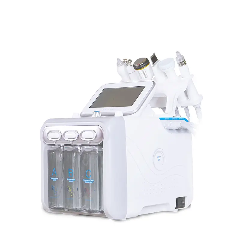 Xách tay oxy máy bay phản lực lột pha lê Microdermabrasion 6 trong 1 lưỡng cực RF mặt làm sạch Hydro máy