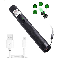 Pointeur laser vert moderne en métal pour chats - Lampe torche et stylo laser rechargeable par USB avec étoiles