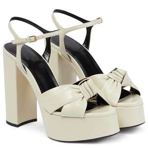 Chaussures entièrement personnalisées, talons à plateforme et bride à la cheville à bout ouvert rond blanc Chaussures pour femmes Sandales de mariage à plateforme et <span class=keywords><strong>talon</strong></span> épais personnalisées - Product Image 3