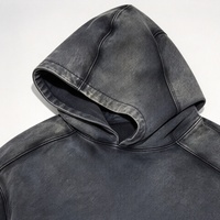 Sweat-shirt à capuche pour homme, en coton, délavé à l'acide, entièrement zippé, avec lettres en relief, effet vieilli, style streetwear, avec poche, pour un usage quotidien décontracté et hip-hop