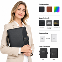 Portafolio de Cuero A4 con Cierre y Asa, Personalizable con Logotipo, Carpeta de 4 Anillas, Calculadora, Organizador de Documentos Multicolor