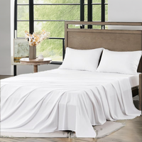 Parure de draps Queen ultra douce en coton brossé, poches profondes, entretien facile, rafraîchissante et respirante, 4 pièces, luxe hôtelier