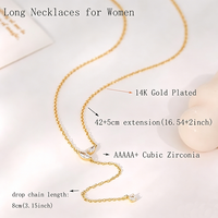 Chaîne de corps plaquée or 18 carats pour femme, long collier délicat en Y, bijoux en cuivre et zircon cubique 2026