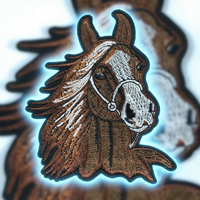Patchs brodés d'animaux de haute qualité, tissu sergé personnalisé, broderie à repasser, patch brodé de cheval en gros pour cadeaux