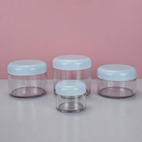 Vente en gros de pots en plastique PET transparent à paroi épaisse avec couvercle blanc, disponibles en 5g, 15g, 30g, 50g, 80g, 100g, 120g, 150g, 200g, 250g, 300g