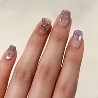 24 Uñas Acrílicas de Lujo Largas Reutilizables, Uñas Artificiales Largas Tipo Ataúd, Venta al por Mayor de Fábrica