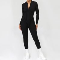 Combinaison de sport respirante et anti-transpiration à logo personnalisé, grande taille, avec demi-fermeture éclair et dos nu, idéale pour l'entraînement et le yoga