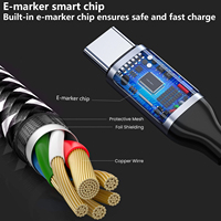 Câble de charge 90 degrés 100W Type C Type C 20V 5A USB C à angle droit Câble en cuivre 90 degrés 1m Téléphones portables Ordinateurs Caméras
