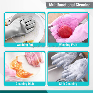 Guantes de Limpieza Reutilizables de Espesor Medio, Resistentes al Calor, con Cepillo de Silicona para Lavar Platos, Diseño Nuevo 2025 - Product Image 5