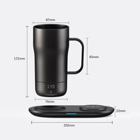Mug à café intelligent auto-chauffant de 18 oz avec contrôle de la température, contrôlable par application, chargeur de téléphone sans fil, affichage LED de la température, pour adultes