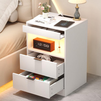 Table de chevet moderne en bois écologique avec 2 tiroirs, LED rechargeable, idéale pour appartement, mobilier de chambre pour la maison ou l'hôtel