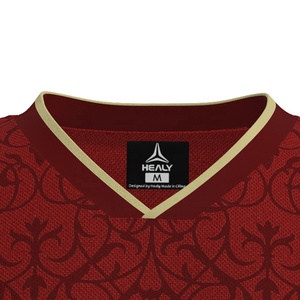 Maglia da <span class=keywords><strong>Calcio</strong></span> Personalizzabile HEALY per Uomo, Stile Retrò Rosso e Nero, Logo con Stampa Digitale Vintage, 100% Poliestere, Abbigliamento Sportivo - Product Image 3