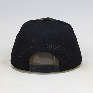 OEM al por mayor de alta calidad de encargo 5 paneles estructurados agujeros cortados con láser sombreros perforados, gorra de béisbol de viaje de pesca de camuflaje negro para hombre - Product Image 4