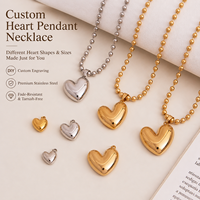 Collier avec pendentif cœur personnalisé JQ Jewelry, chaîne à billes en acier inoxydable, gravure de nom ou logo, pendentif cœur épais