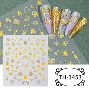 Pegatinas 3D en relieve doradas para <span class=keywords><strong>uñas</strong></span> Mocmaki con patrones navideños para manicura de invierno - Product Image 3