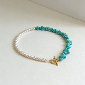 Collier ras du cou de luxe 2026 en perles turquoise et nacrées avec fermoir doré vintage pour filles et femmes – Bijou au design unique - Product Image 4