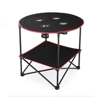 Table ronde pliable compacte pour pique-nique, camping, loisirs, table de pêche portable avec chaises