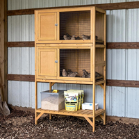 Cage à cailles en bois pour l'intérieur, poulailler à 2 niveaux avec plateaux extractibles, maille métallique ventilée, portes d'accès, étagère de rangement, accessoires pour animaux de compagnie