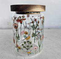 Pot de rangement moderne transparent personnalisé de 500 ml, empilable, en verre, avec couvercle en bois, pour la conservation de la fraîcheur du thé et du café