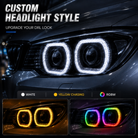 Nouvelle version améliorée 3.0 - Feux de jour Angel Eye 5D de 3 pouces - Contrôle à distance par application RGBW - Blanc, jaune, effet de poursuite - Feux LED de voiture