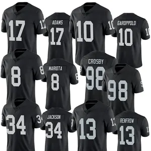 เสื้อฟุตบอลชายหญิงวัยเยาว์ #17 davante adams #98 MAXX CROSBY #8 Josh Jacobs #28 Josh jacob #10 jimmy garoppolo