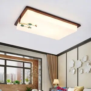 Chinese Stijl Plafond Verlichting 200W 1000Mm * 700Mm Led Houten Plafond Lamp Voor Thuis Verlichting Rechthoekige Hal woonkamer