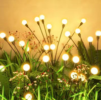 Solar Powered Firefly Swaying by Wind 8 LED Light Starburst RGB Cambiable Decorativo Romántico Césped Bombilla Lámpara para Boda Patio