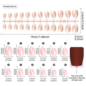 Faux ongles courts à presser, style français, blancs, ultra-brillants, 24 pièces, effet bandes, prêts à poser - Product Image 4