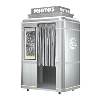 Kiosque de photomaton à impression instantanée en libre-service avec imprimante et appareil photo Cabine photo marron Cabine d'exposition personnalisée