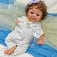 Poupée Reborn en Silicone de 17 pouces, visage souriant avec bouche ouverte, toucher réaliste, anatomie correcte, cheveux implantés