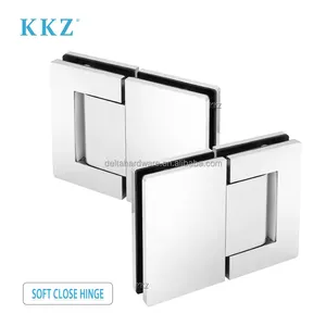 KKZ Polish Mirror Soft Close Oil Dynamic Stainless Steel 304 Hydraulic Self Closing Glass to Glass door Hinge