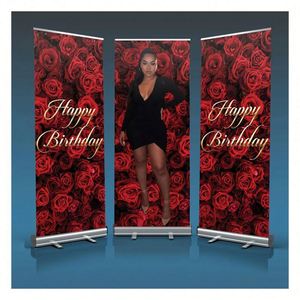 Lot de 3 bannières rétractables pour anniversaire, présentoirs enrouleurs, décorations de Quinceañera, panneaux de bienvenue pour anniversaire - Product Image 1