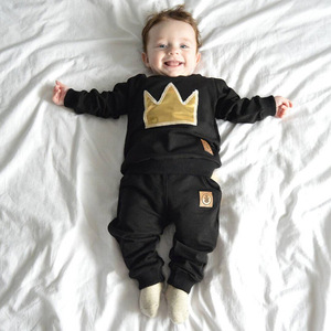 Ensemble de vêtements décontractés pour bébé nouveau-né, noir, unisexe, polyester/coton, nouveau design - Product Image 3