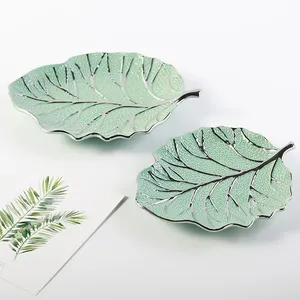 Modern Luxury Unique design porcelain plates home decor tableware plate ceramic leaf dishes