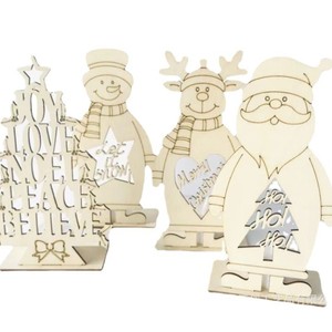 Adorno Navideño de Madera Circular Grabado con Ciervo, Luna y Árbol 2021 Decoración para el Hogar Hecho en Shandong - Product Image 5