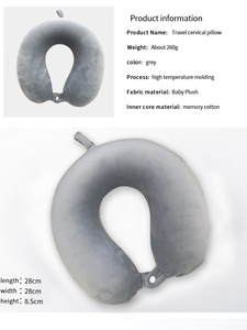 Bantal Leher Perjalanan Busa Memori Bentuk U dengan Kancing Kain Plush Kristal Khusus - Product Image 3