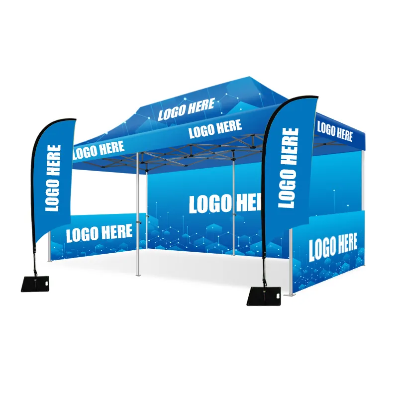 Whole Sale 3x4.5m 10x15ft 3x3 Customize Printed Portable PVC Polyester outdoor family camping waterproof tent pop up gazebo tent