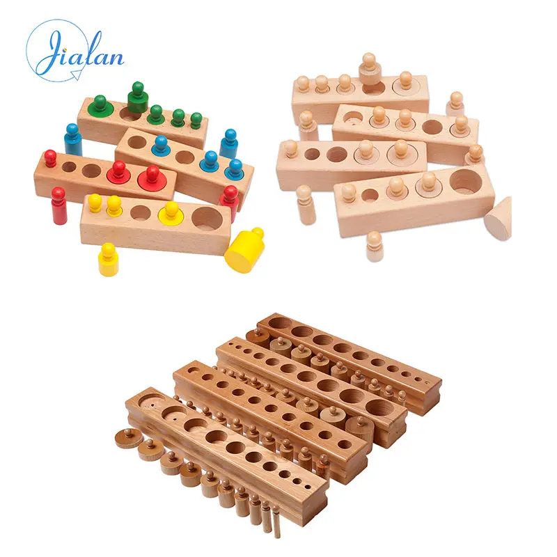 JIALANモンテッソーリソケットベビー木製教育玩具キッズ木製モンテッソーリ素材フルセット教室教材