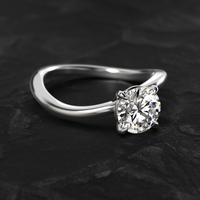 Bague de mariage solitaire personnalisée à quatre griffes avec diamant de laboratoire taille ronde 0,5-3 carats en or massif 10K/14K/18K certifié IGI clarté VVS CVD/HPHT