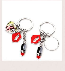 <b>Custom</b> Fashion Sublimation Blanks Keychain Love Heart <b>Lipstick</b> Metal Key Ring Charms Gift Girl Personalize Blank Photo Key Chain - Product Image 4