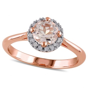 Anillo de Morganita Genuina de 10K de Oro Rosa de los Estados Unidos con Morganita para Mujer, Corte Ovalado, Joyería Hecha a Mano - Product Image 5